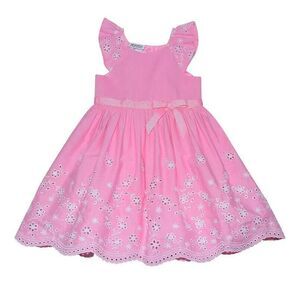 Blueberi Boulevard Baby Girls Floral Eyelet Trim Belted Dress Pink 18 Months